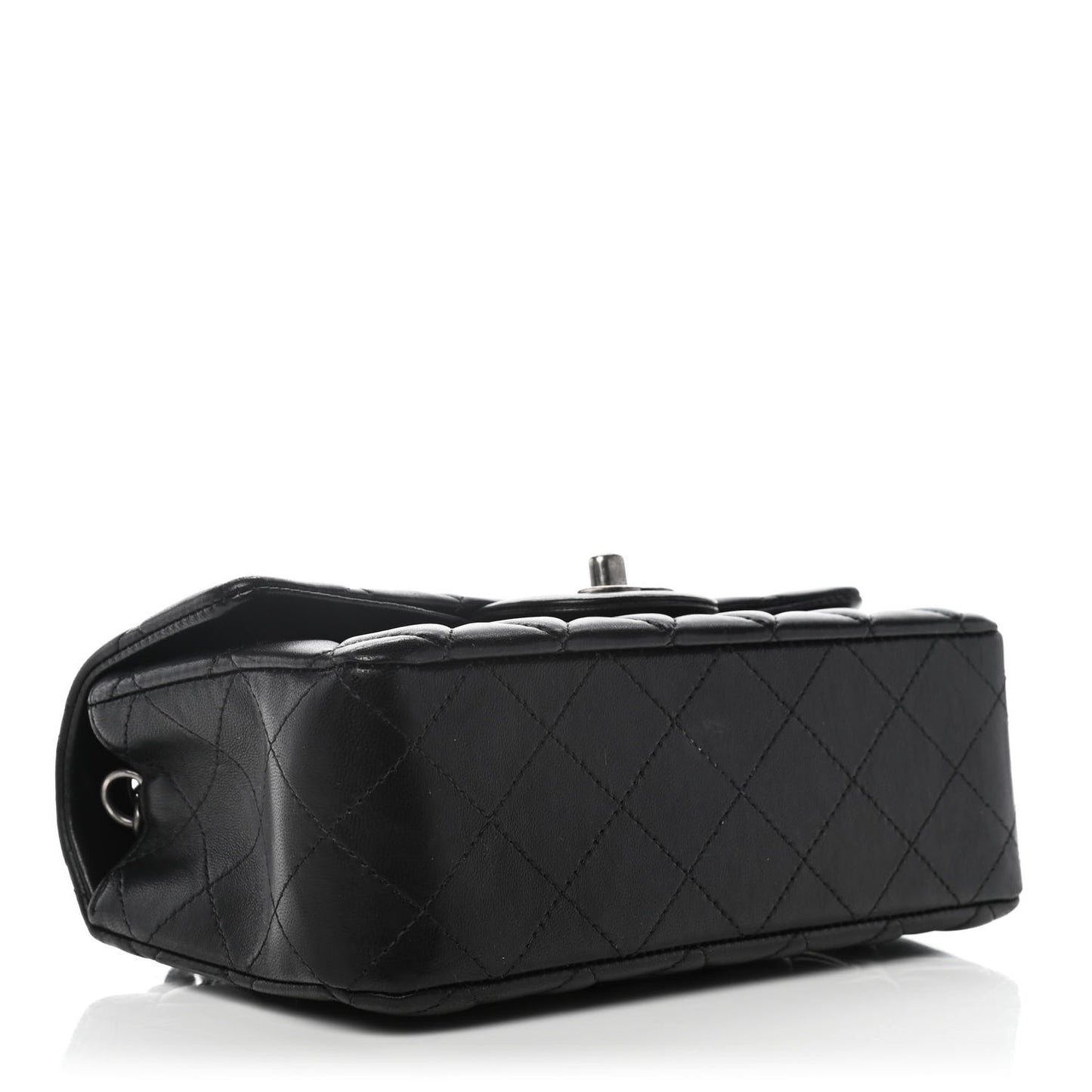 Lambskin Quilted Mini Rectangular Flap Black