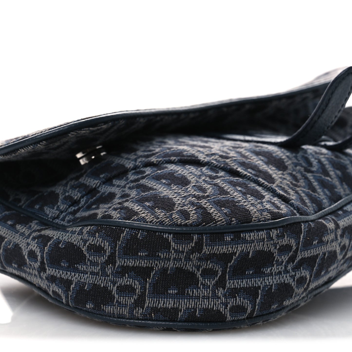 Grained Calfskin Oblique Mens Saddle Bag Black Black Blue