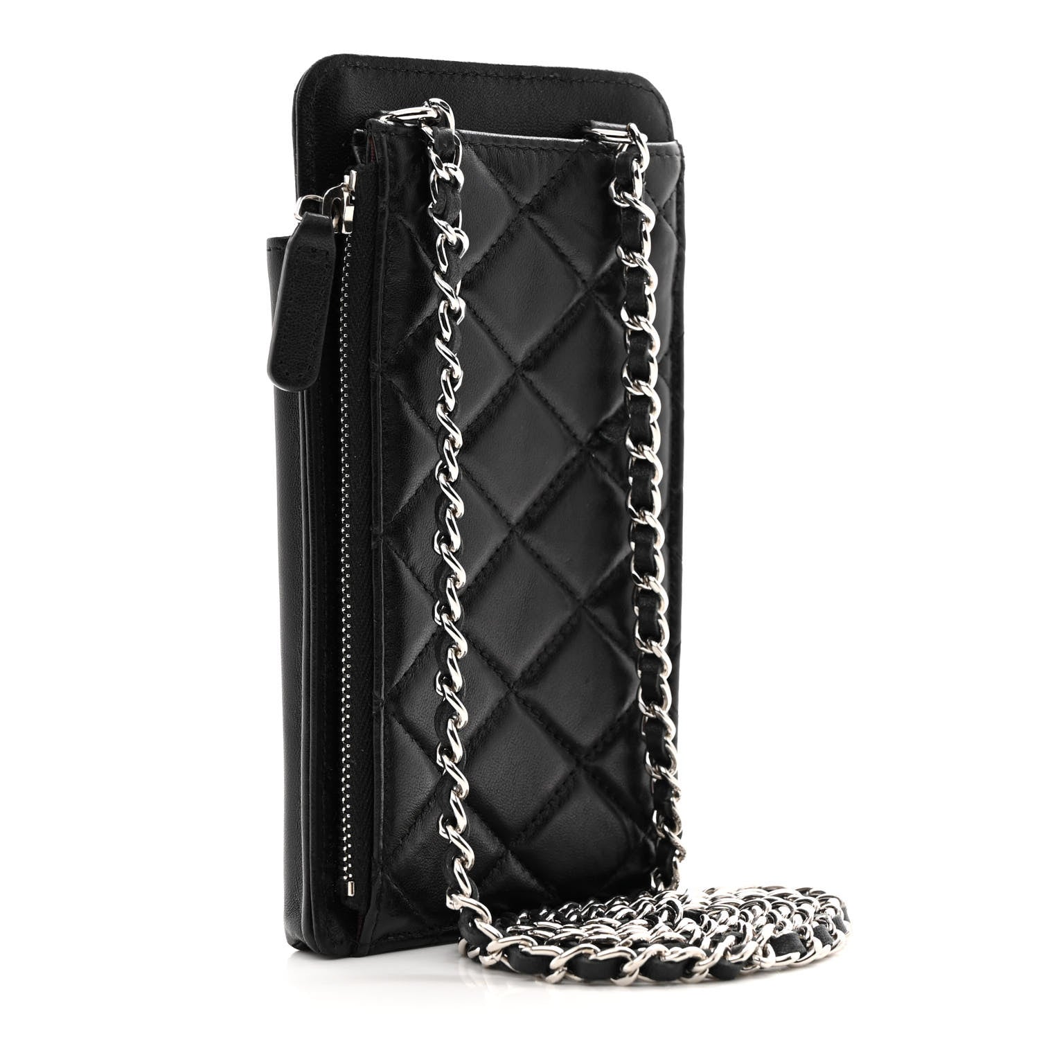 Chanel Lambskin Quilted Zip Phone Case Black 3 of 11