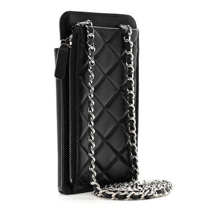 Chanel Lambskin Quilted Zip Phone Case Black 3 of 11