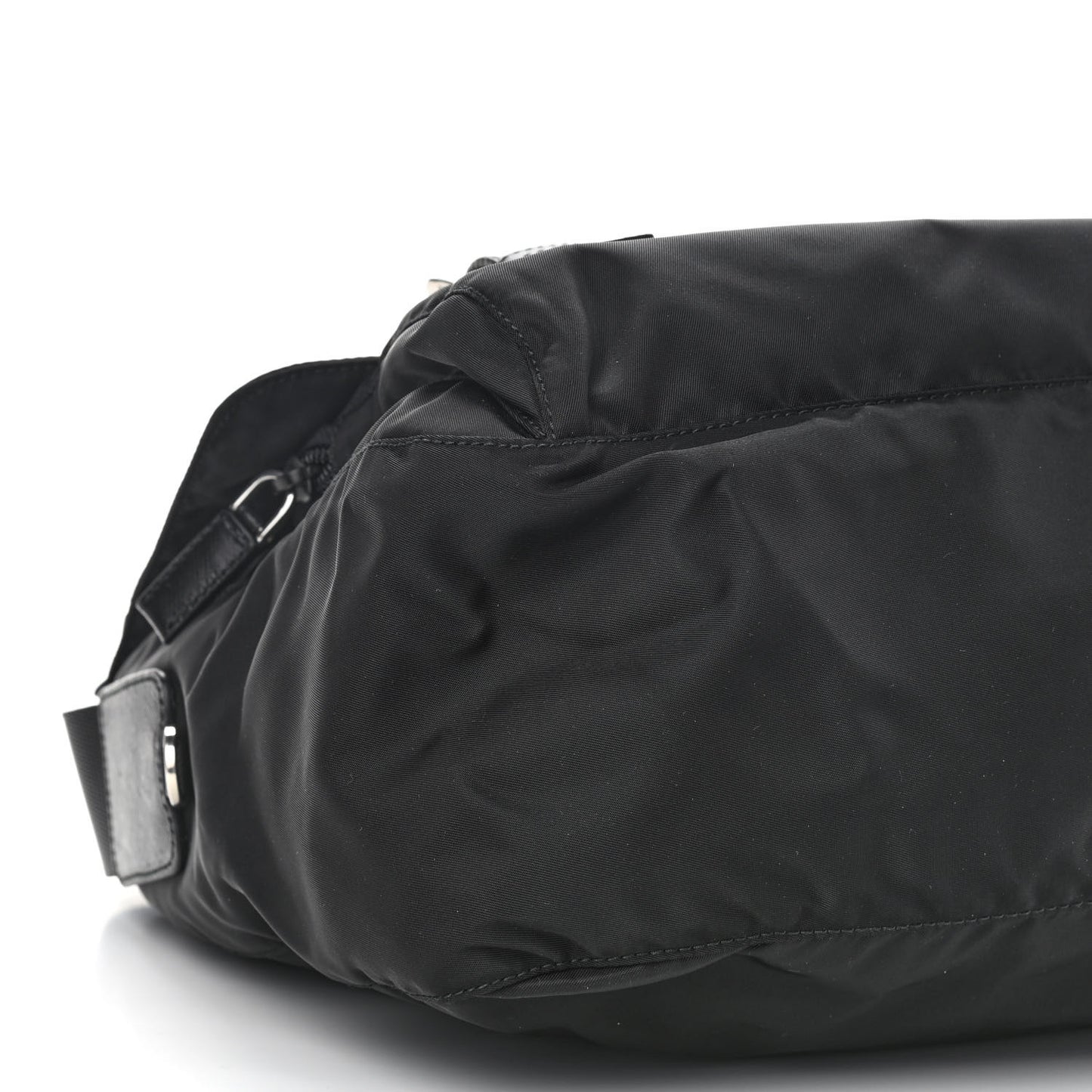 Tessuto Nylon Saffiano Double Buckle Messenger Shoulder Bag Black