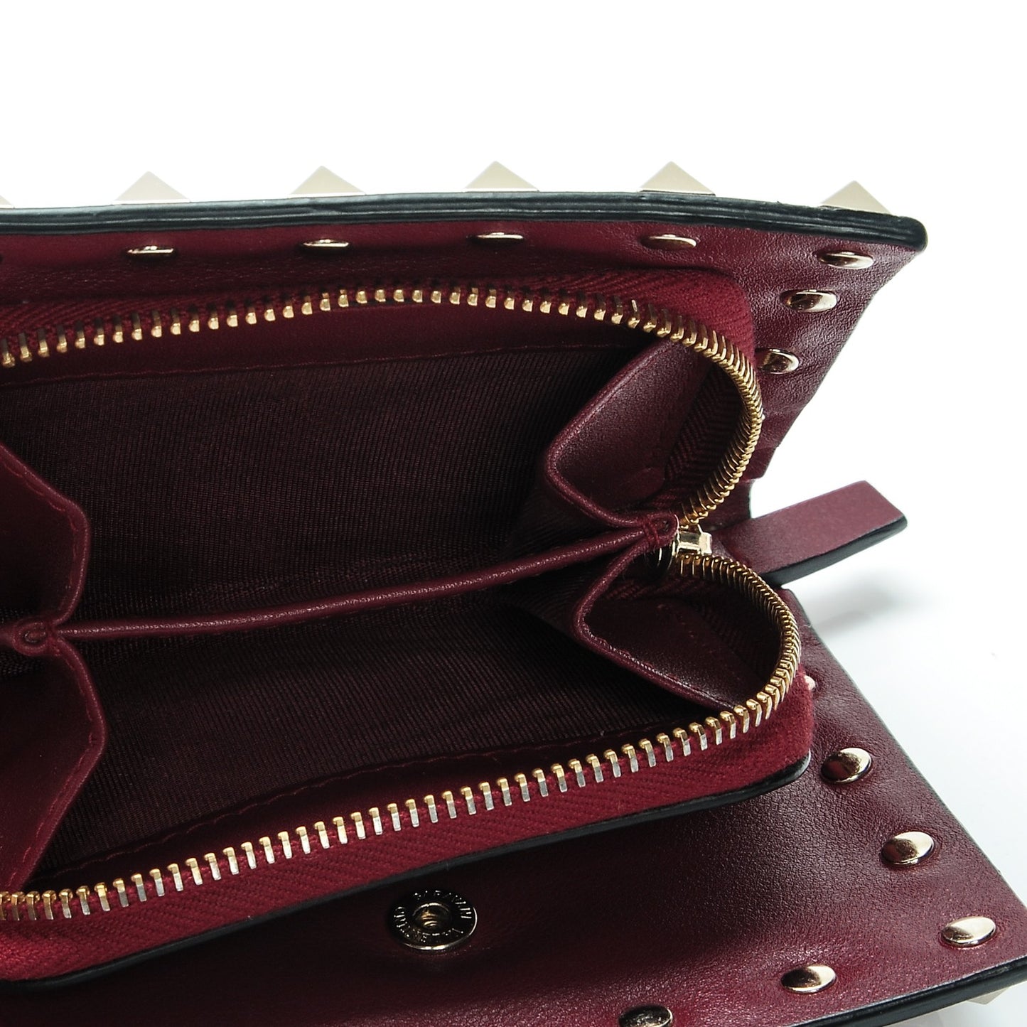 Calfskin Rockstud French Wallet Scarlet
