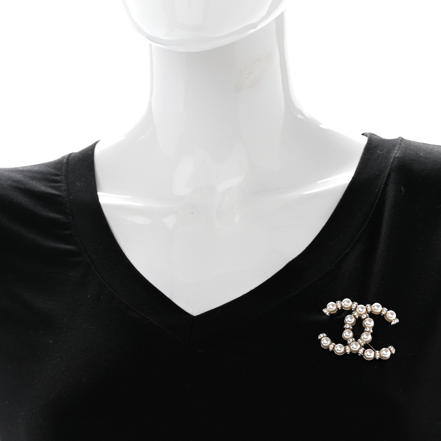 Chanel Pearl Crystal Nefertiti CC Brooch Gold 2 of 6