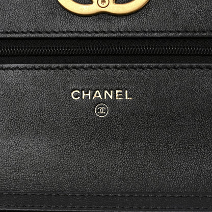 Chanel Lambskin Quilted Enamel CC Wallet on Chain WOC Black 6 of 12