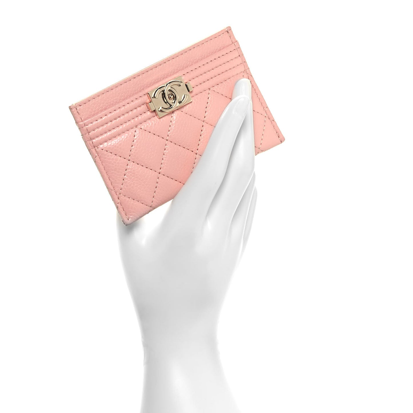 Caviar Quilted Boy Card Holder Light Pink