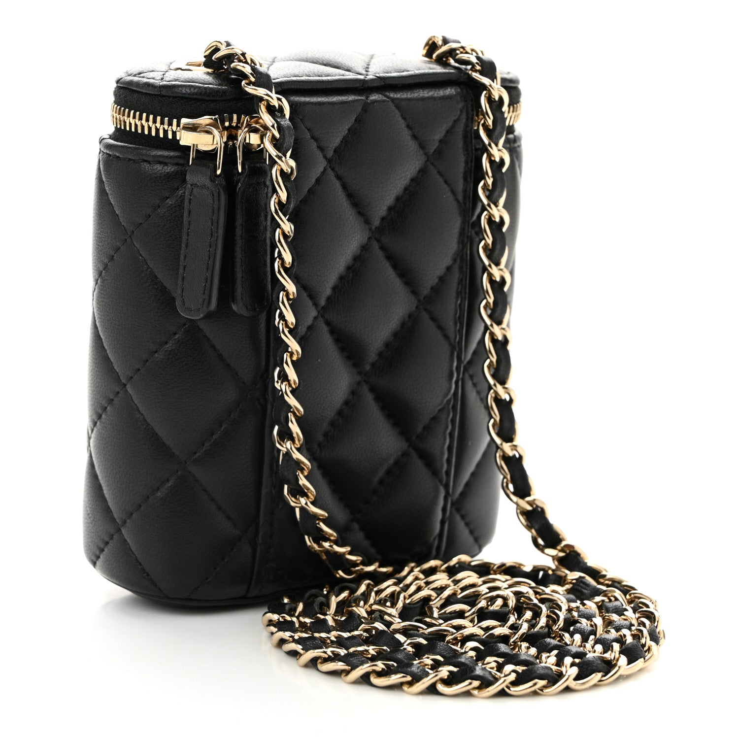 Chanel Lambskin Quilted Small Vertical Coco Beauty Vanity Case With Chain Black 3 of 10