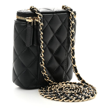 Chanel Lambskin Quilted Small Vertical Coco Beauty Vanity Case With Chain Black 3 of 10