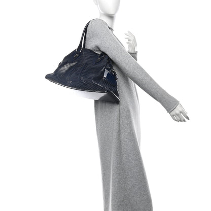 Fendi Patent Perforated Calfskin Bag De Jour Perforated Tote Navy 2 of 10