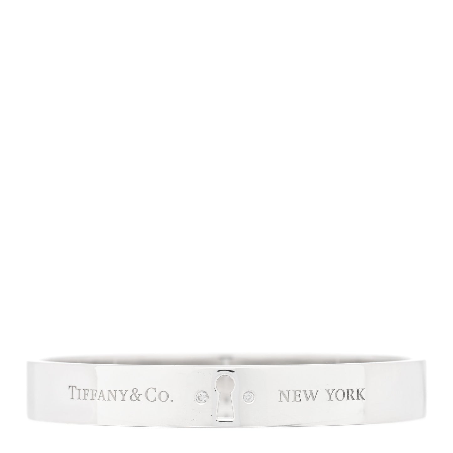 Sterling Silver Diamond Narrow Locks Bangle Bracelet