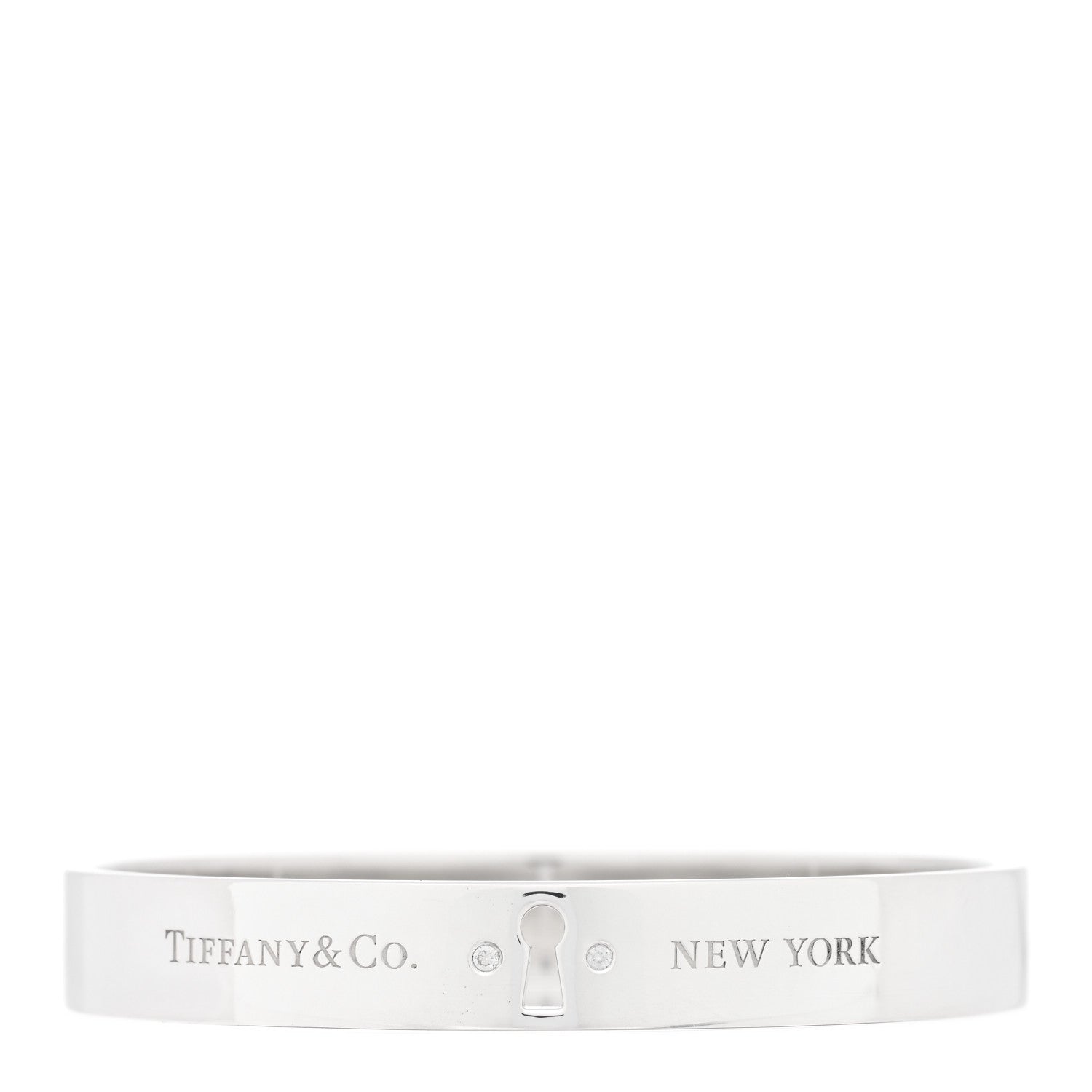 Tiffany Sterling Silver Diamond Narrow Locks Bangle Bracelet 1 of 3