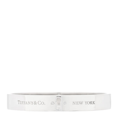 Tiffany Sterling Silver Diamond Narrow Locks Bangle Bracelet 1 of 3
