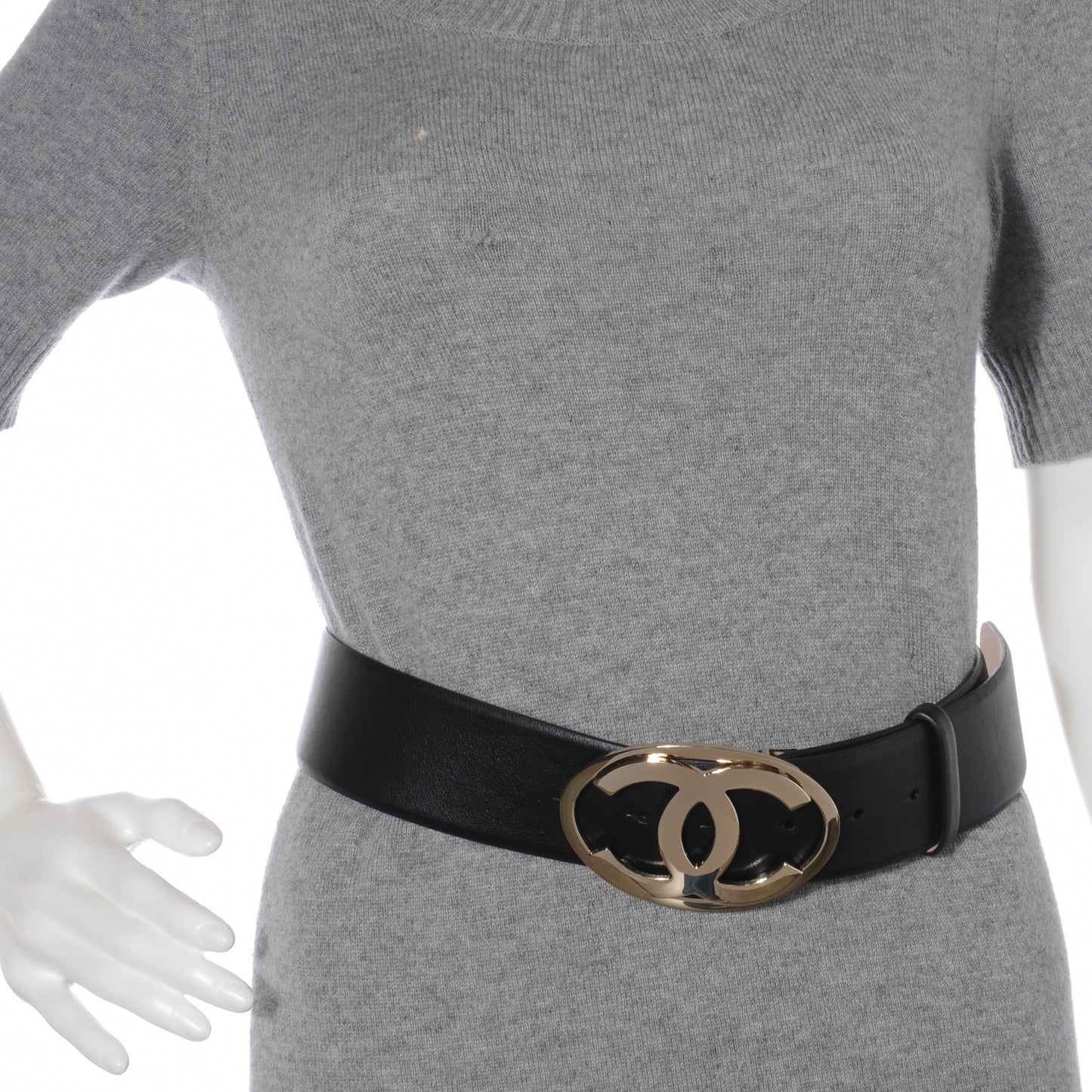 Leather CC Logo Belt 80 32 Black