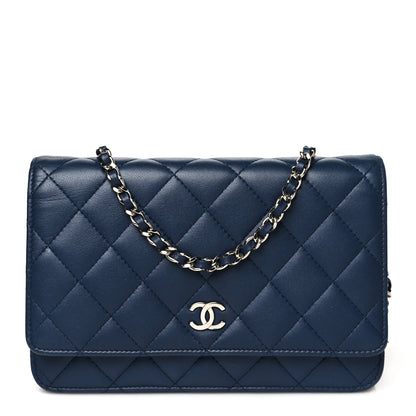 Chanel Lambskin Quilted Wallet On Chain WOC Navy Blue 1 of 12