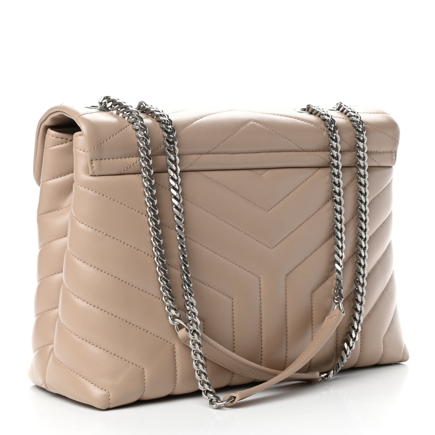 Calfskin Y Quilted Monogram Medium Loulou Chain Satchel Dark Beige
