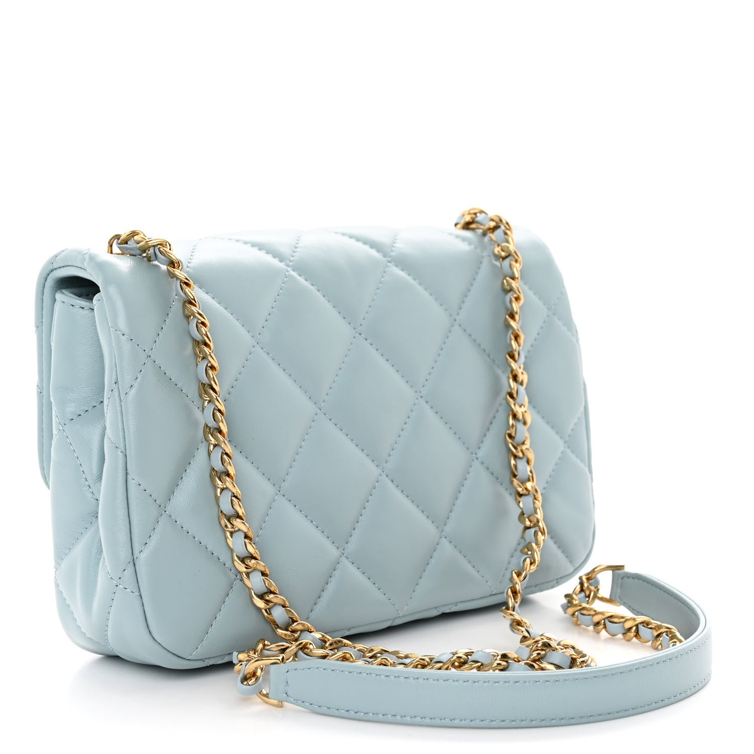 Chanel Lambskin Quilted Mini Flap Light Blue 3 of 12