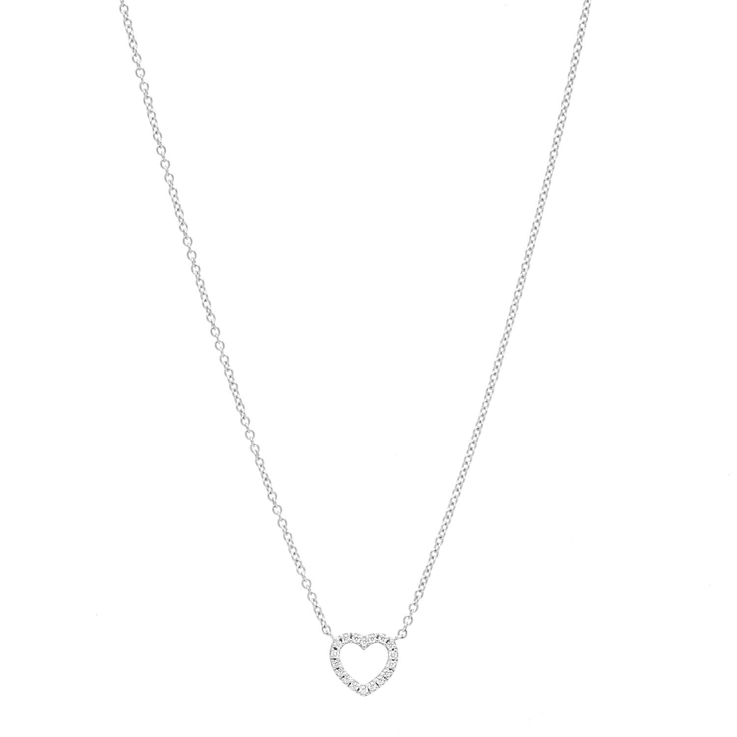 Tiffany 18K White Gold Diamond Metro Heart Pendant Necklace 1 of 6