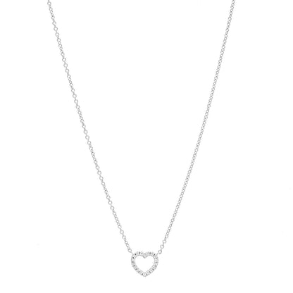 Tiffany 18K White Gold Diamond Metro Heart Pendant Necklace 1 of 6