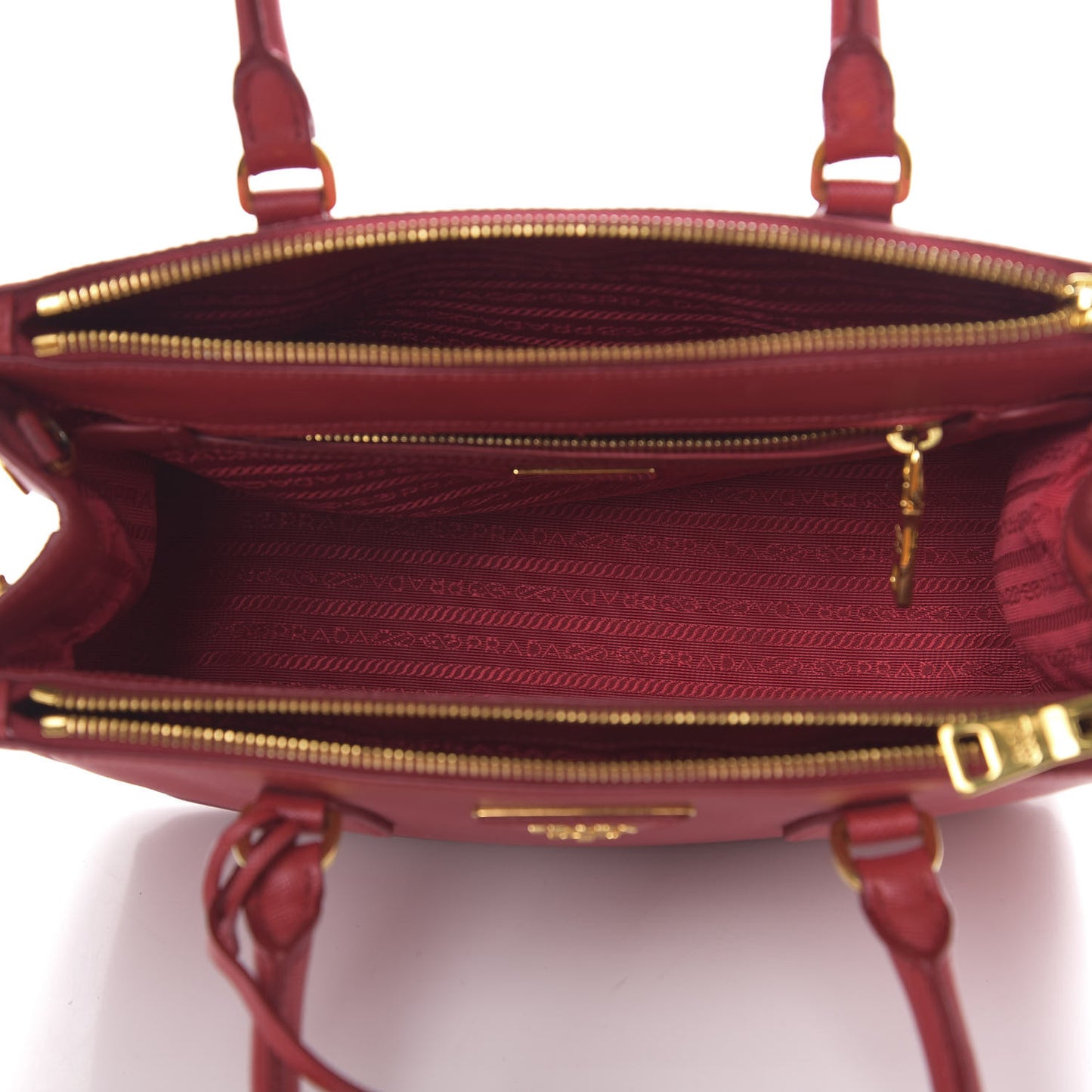Saffiano Small Galleria Double Zip Tote Cerise