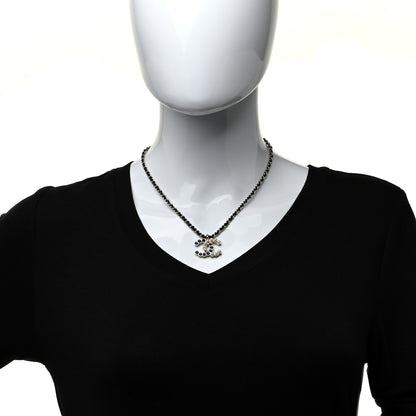 Chanel Lambskin Resin Pearl Dazzling Domino Short Necklace Gold Black 2 of 5