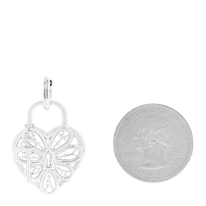 Tiffany Sterling Silver Filigree Heart Key Charm 2 of 5