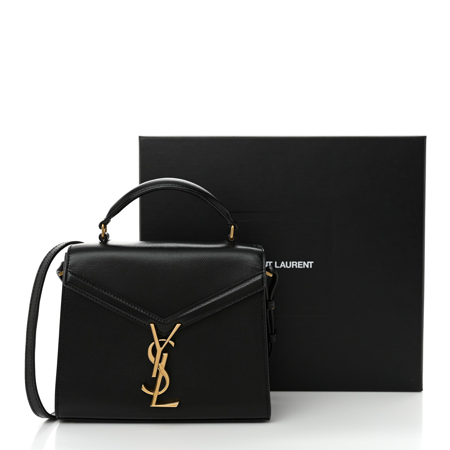 Saint Laurent Grain de Poudre Medium Classic Monogram Cassandra Top Handle Black 12 of 12
