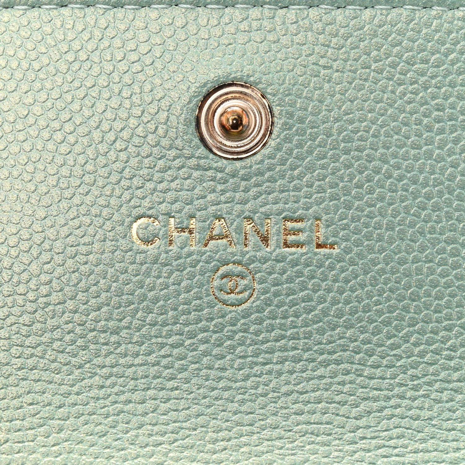 Chanel Iridescent Caviar Quilted Pearl On Top Coin Purse With Chain Light Green 6 of 11