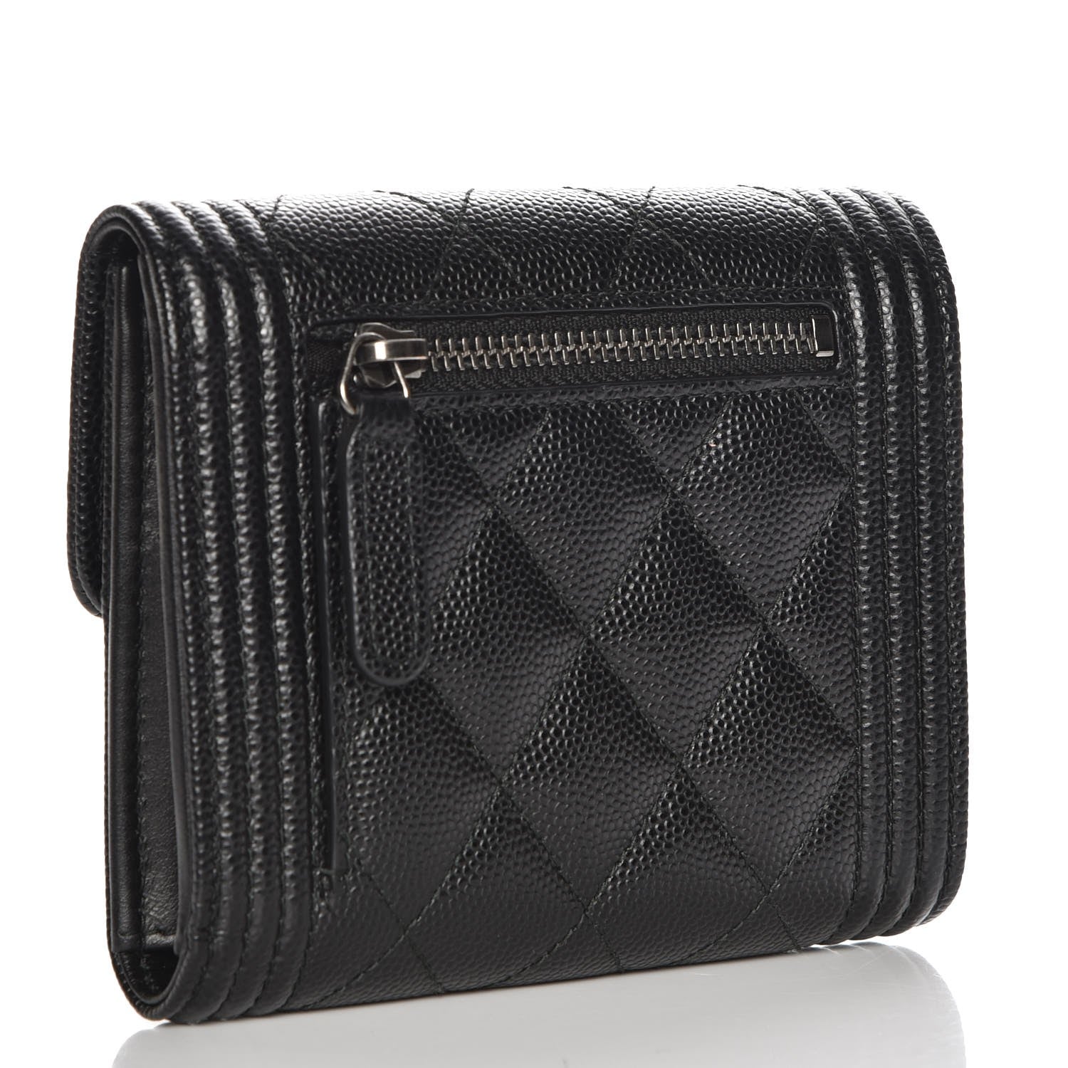 Chanel Caviar Quilted Compact Boy Wallet Black 3 of 9