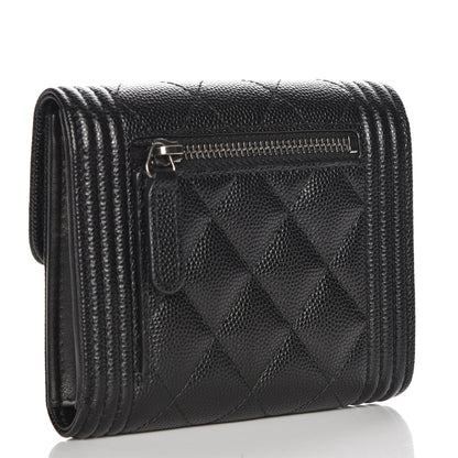 Chanel Caviar Quilted Compact Boy Wallet Black 3 of 9