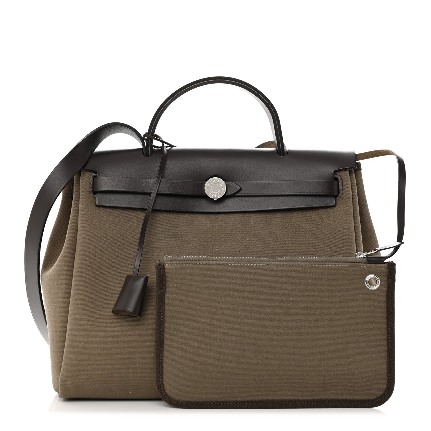 Hermes Vache Hunter Toile Herbag Zip Retourne 31 PM Etoupe Ebene 1 of 14