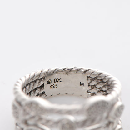 David Yurman Sterling Silver Diamond Confetti 4 Row Ring 57 8 5 of 5