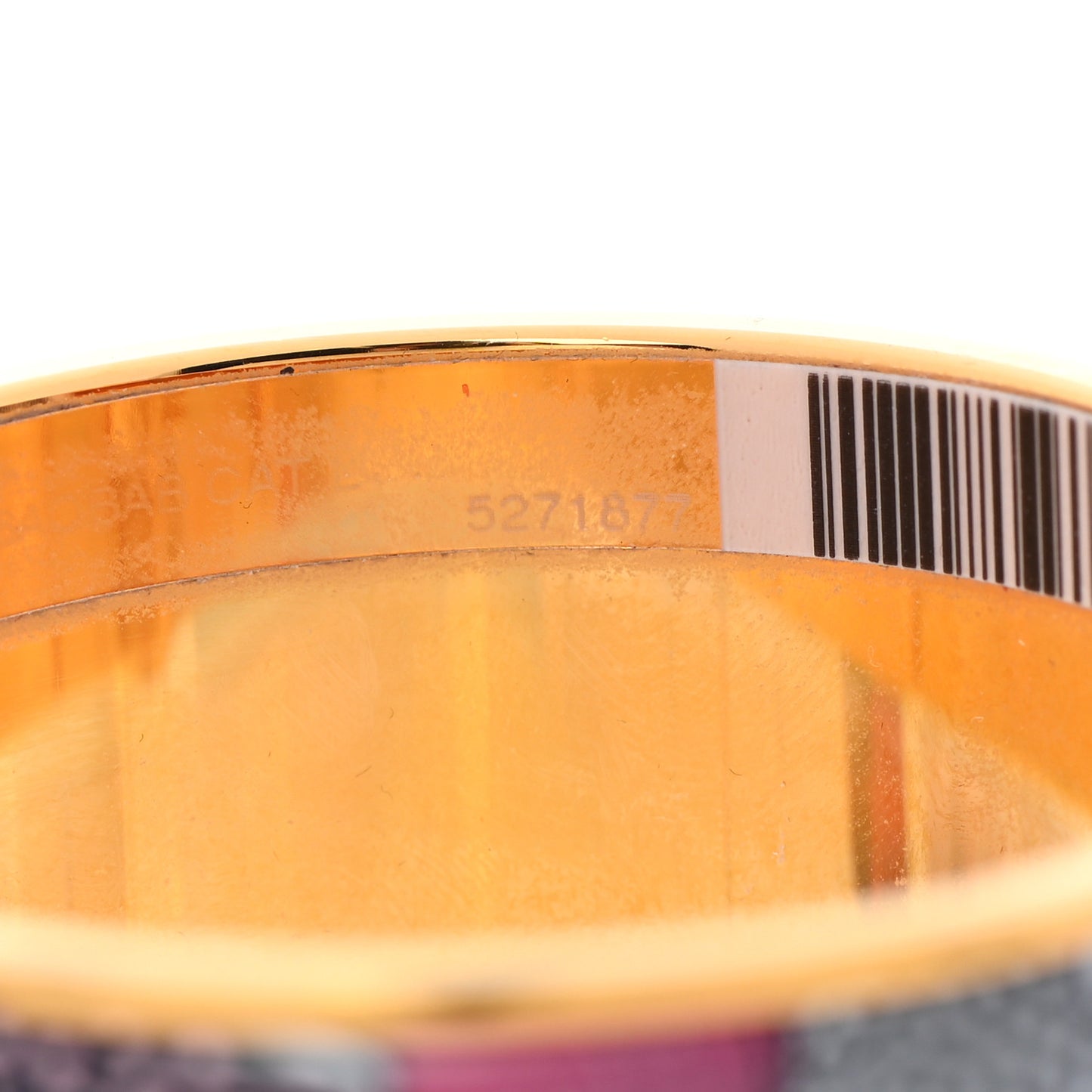 Enamel Printed Charniere Baobab Cat Wide Hinged Bracelet L Faux Gris