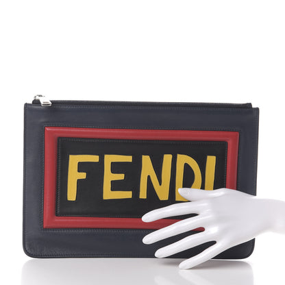 Fendi Calfskin Vocabulary Inlaid Pouch Multicolor 2 of 7