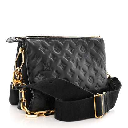 Louis Vuitton Lambskin Embossed Monogram Coussin PM Black 3 of 16