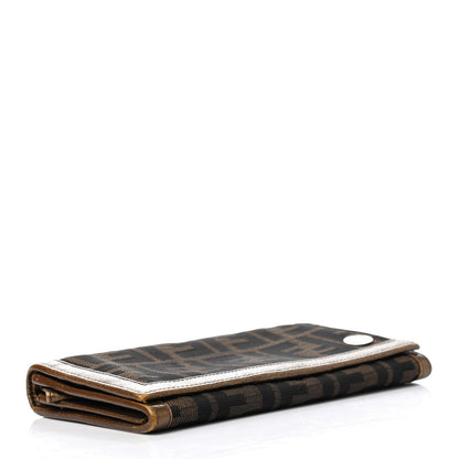 Fendi Zucca Laminated Vachetta Continental Wallet Tobacco Bronzo 3 of 4