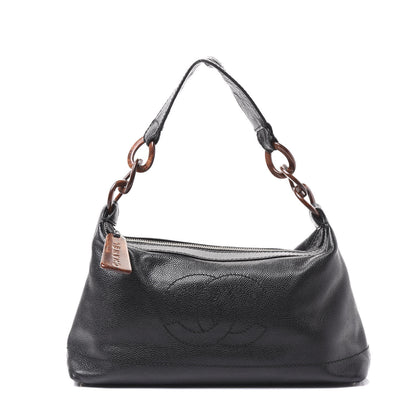 Chanel Caviar CC Wood Chain Hobo Black 1 of 14
