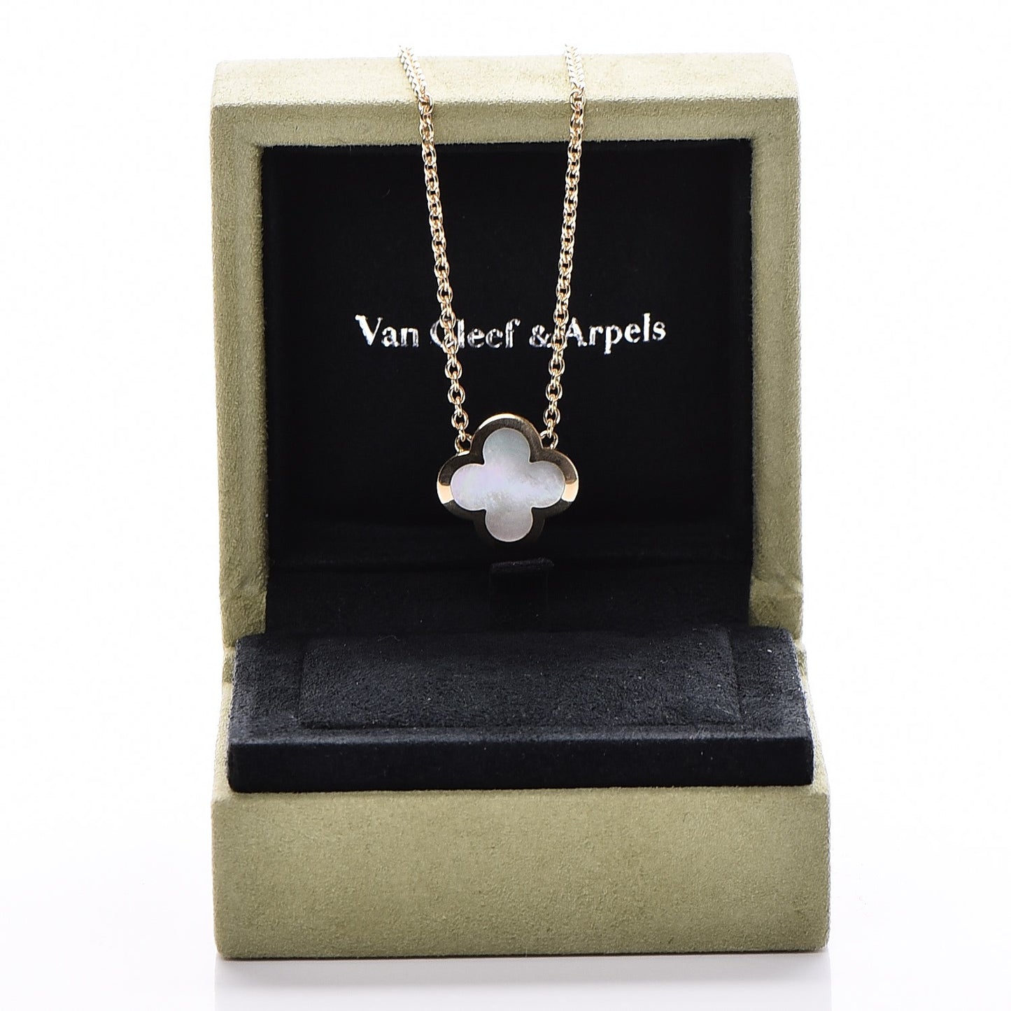 18K Yellow Gold Mother of Pearl Pure Alhambra Pendant Necklace