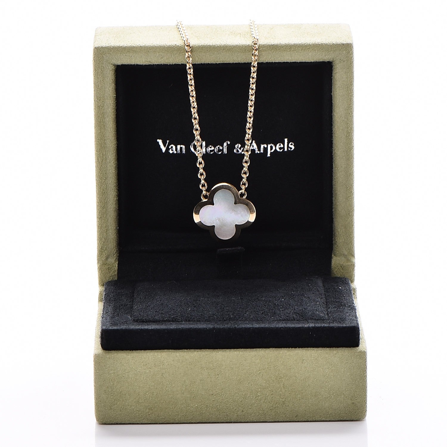 Van Cleef & Arpels 18K Yellow Gold Mother of Pearl Pure Alhambra Pendant Necklace 5 of 5