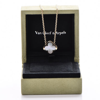 Van Cleef & Arpels 18K Yellow Gold Mother of Pearl Pure Alhambra Pendant Necklace 5 of 5