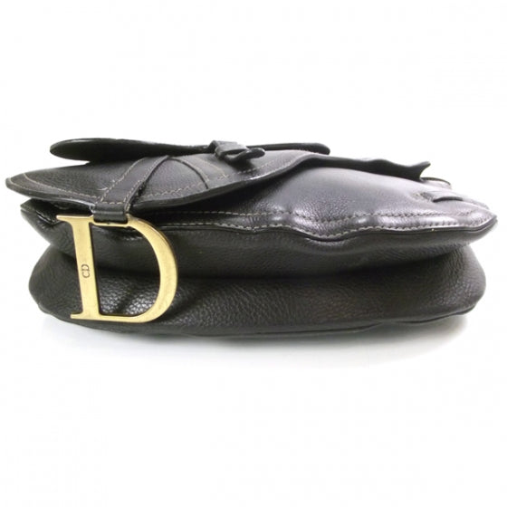 Leather Baudrier Saddle Bag Black