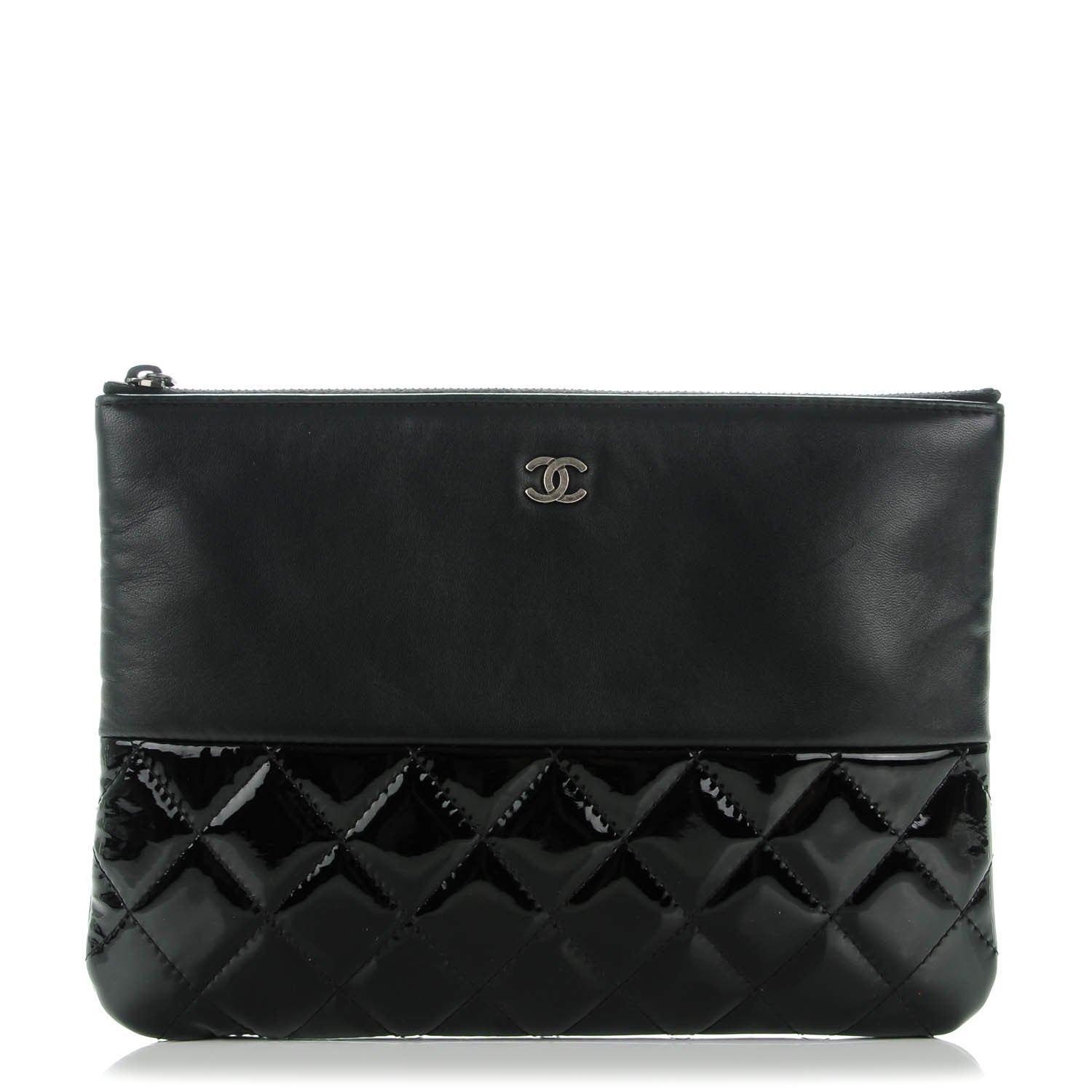 Chanel Lambskin Patent Quilted Medium Cosmetic Case Black 1 of 7