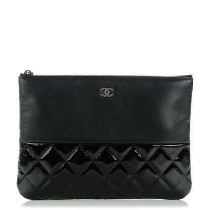 Chanel Lambskin Patent Quilted Medium Cosmetic Case Black 1 of 7