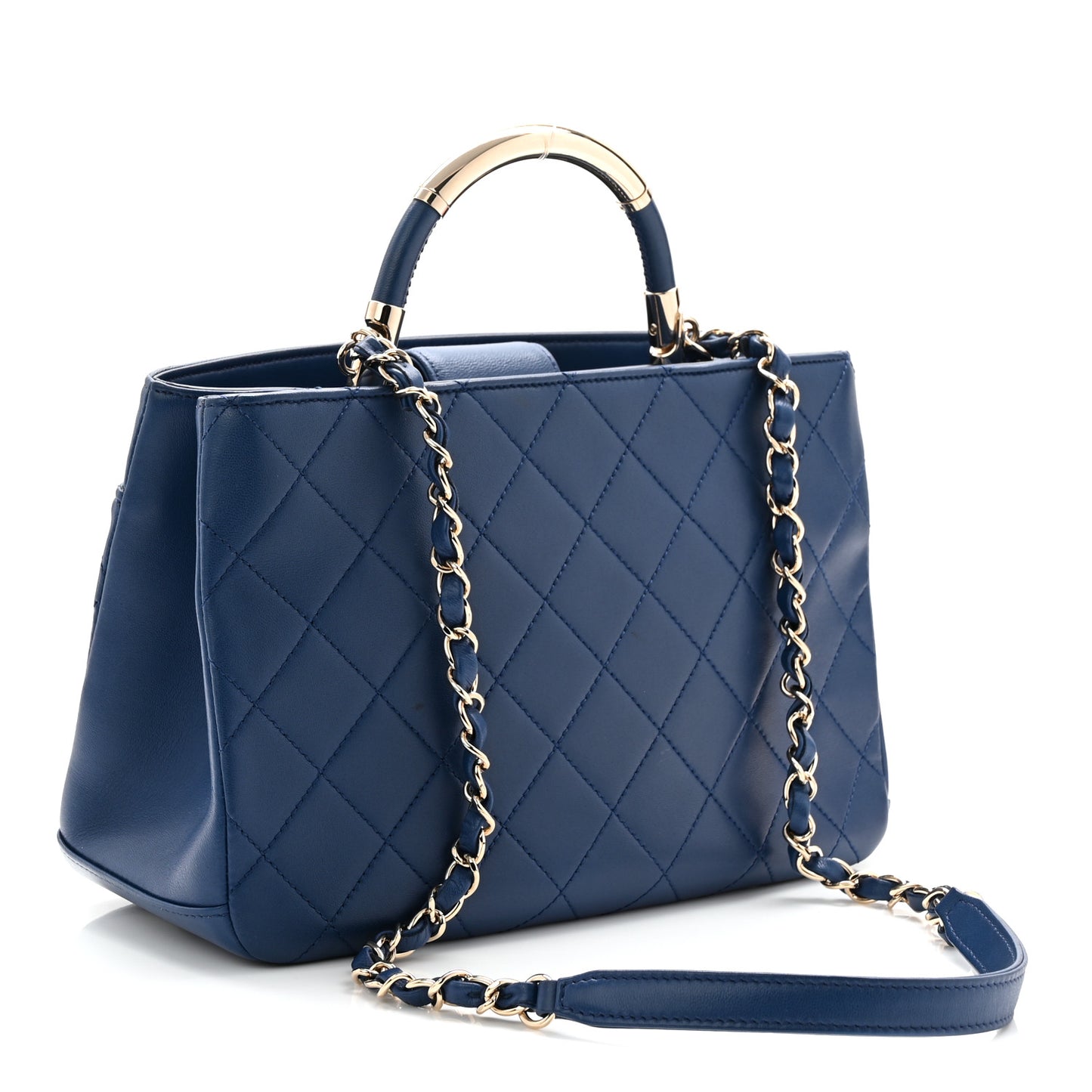 Lambskin Carry Chic Shopping Tote Blue