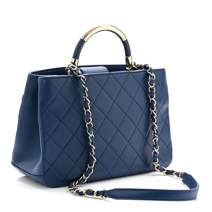 Chanel Lambskin Carry Chic Shopping Tote Blue 3 of 9