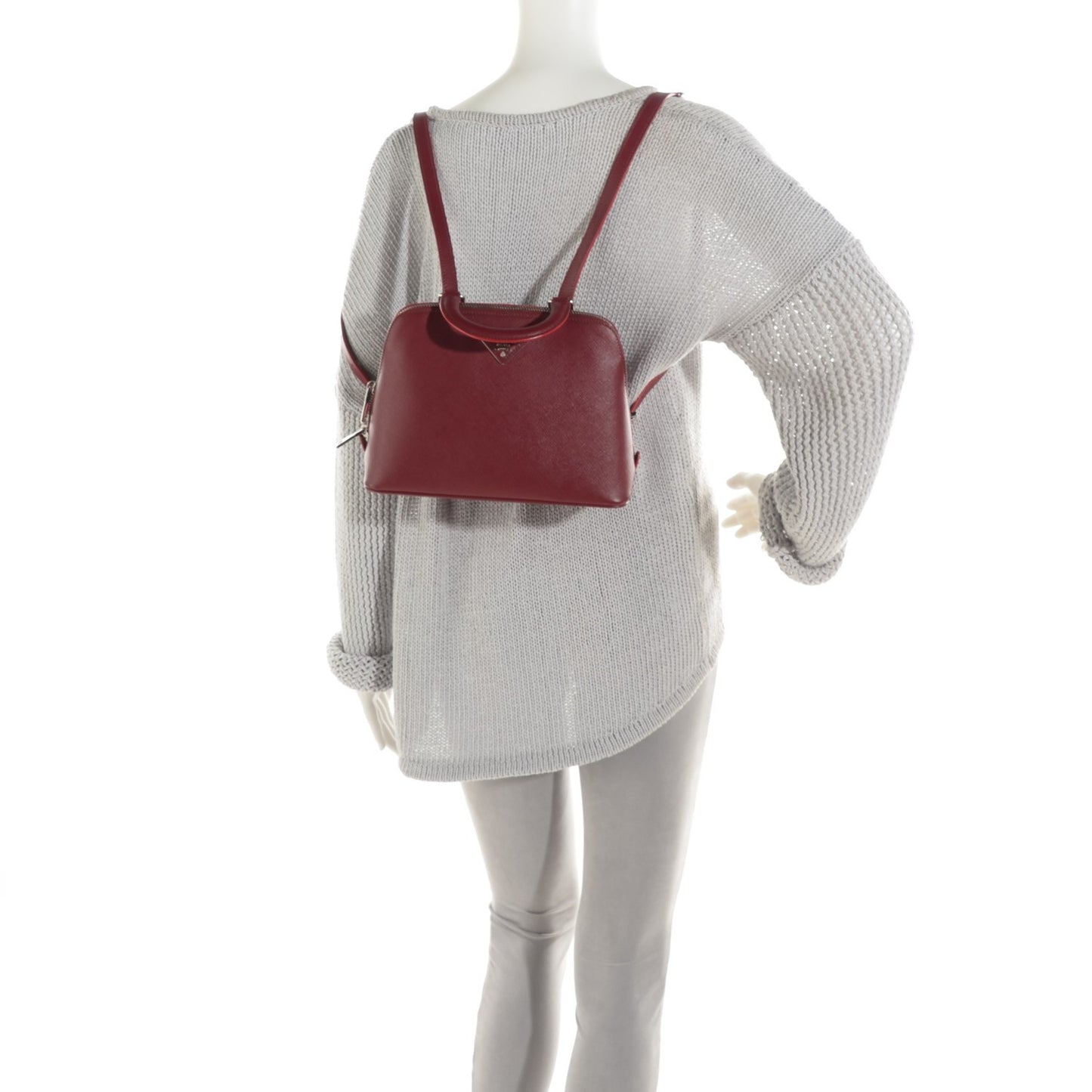 Saffiano Lux Promenade Backpack Cherry