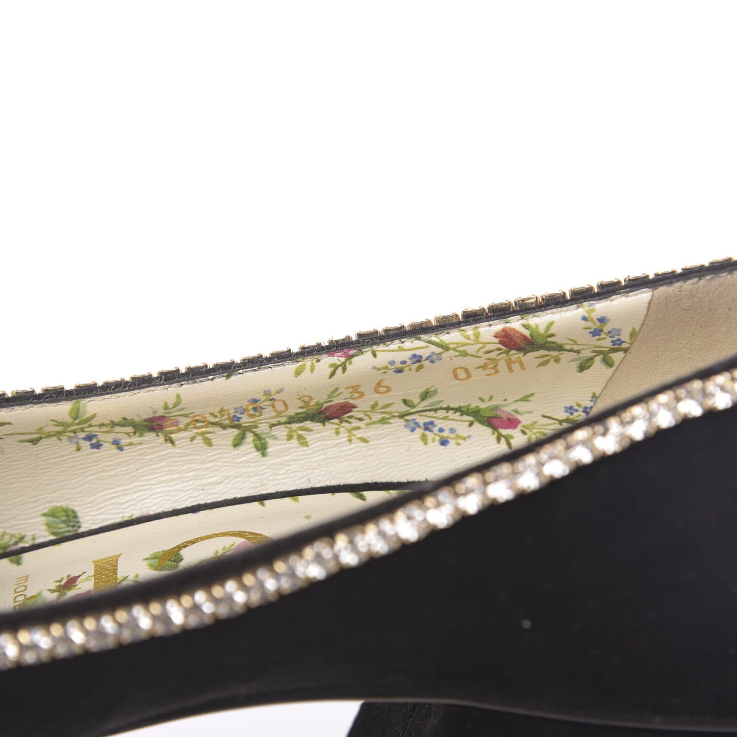 Kid Scamosciato Crystal GG Marmont Fringe 50mm Loafer Pumps 36 Black