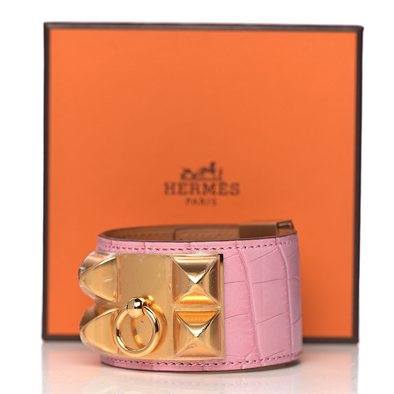Hermes Matte Alligator Collier De Chien CDC Bracelet T2 5P Pink 6 of 6