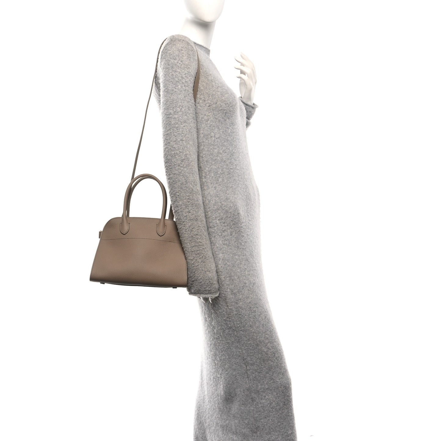 Grained Calfskin Soft Margaux 10 Bag Dark Taupe