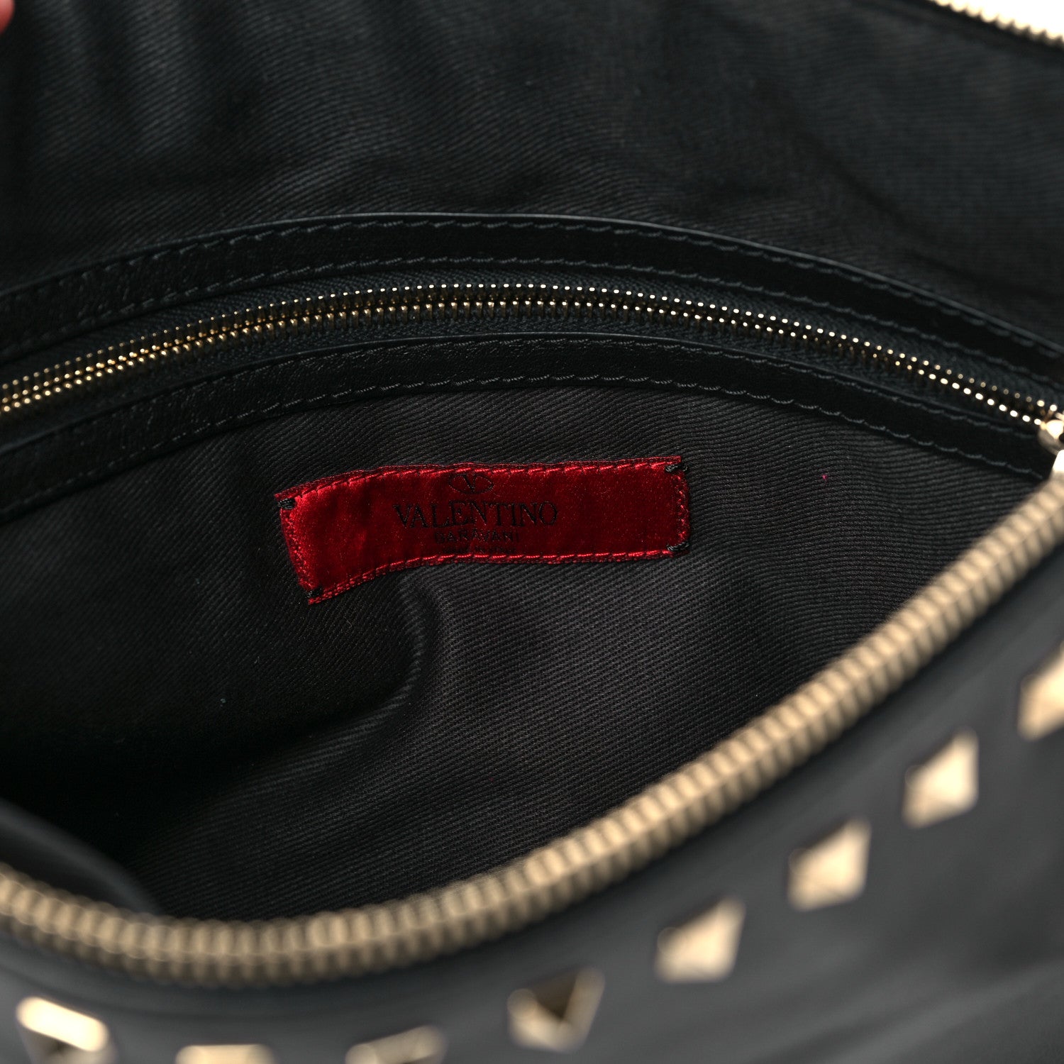 Valentino Garavani Vitello Large Rockstud Zip Wristlet Pouch Black 6 of 9