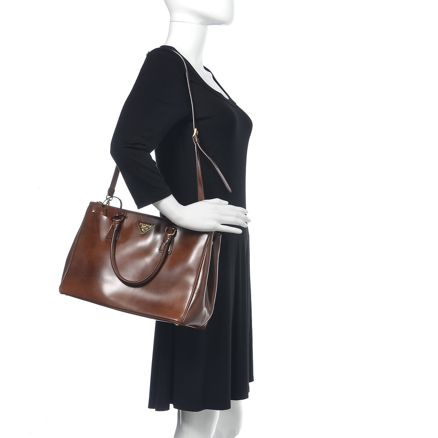 Spazzolato Medium Galleria Double Zip Tote Tabacco Fume