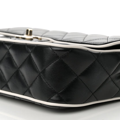 Chanel Lambskin Quilted Resin Graphic Frame Flap Bag Black White 10 of 12